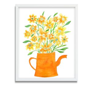 Teapot Art Print - Orange and Yellow Painting - 13x19